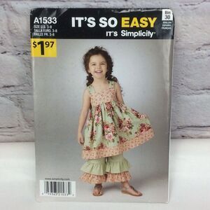 Vintage Simplicity Sewing Pattern 1533 Girls Sizes 3-8 Pantaloons & Dress Uncut